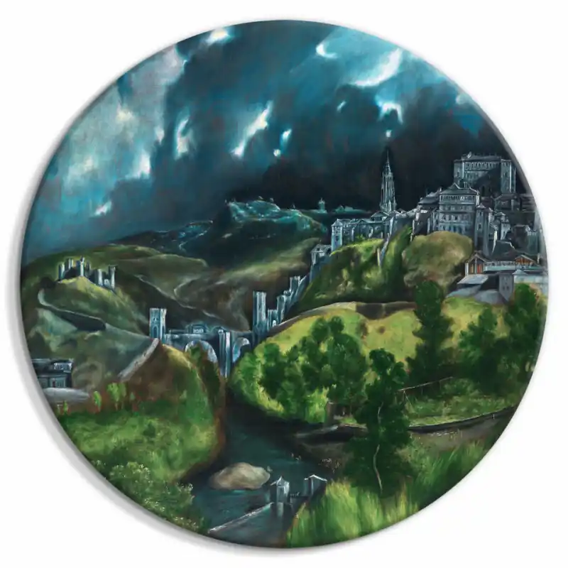 Disponibil imediat Tablou rotund - View of Toledo (El Greco)