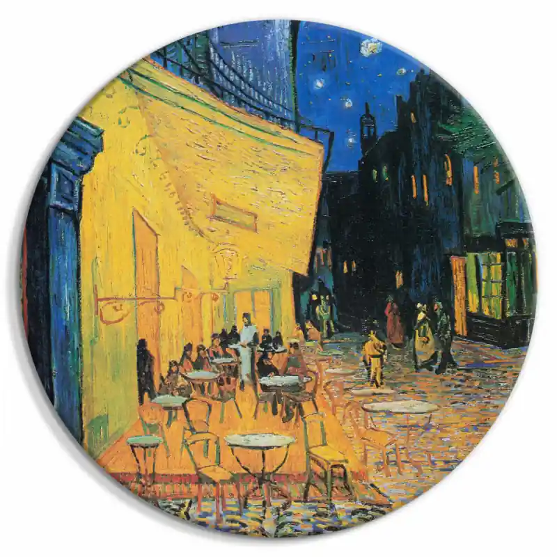 Reducere de preț Tablou rotund - Café Terrace at Night, Vincent Van Gogh - View of a French Street