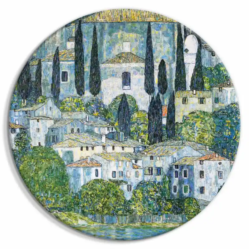 Noutate Tablou rotund - Church in Cassone, Gustav Klimt - German Architecture by the River
