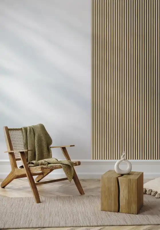 Panou riflat MDF, Light Oak, fonoabsorbant, 270x28cm, Lamelio Disponibil imediat