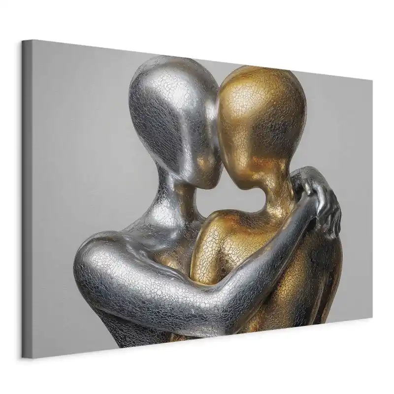 Super ofertă Tablou - Couple in an embrace, composition in gold and silver