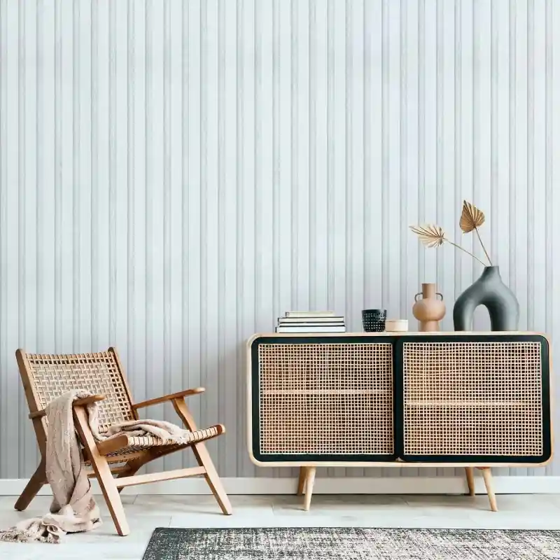 Super ofertă Tapet - Wooden Texture - Symmetrical vertical lines on a white background.