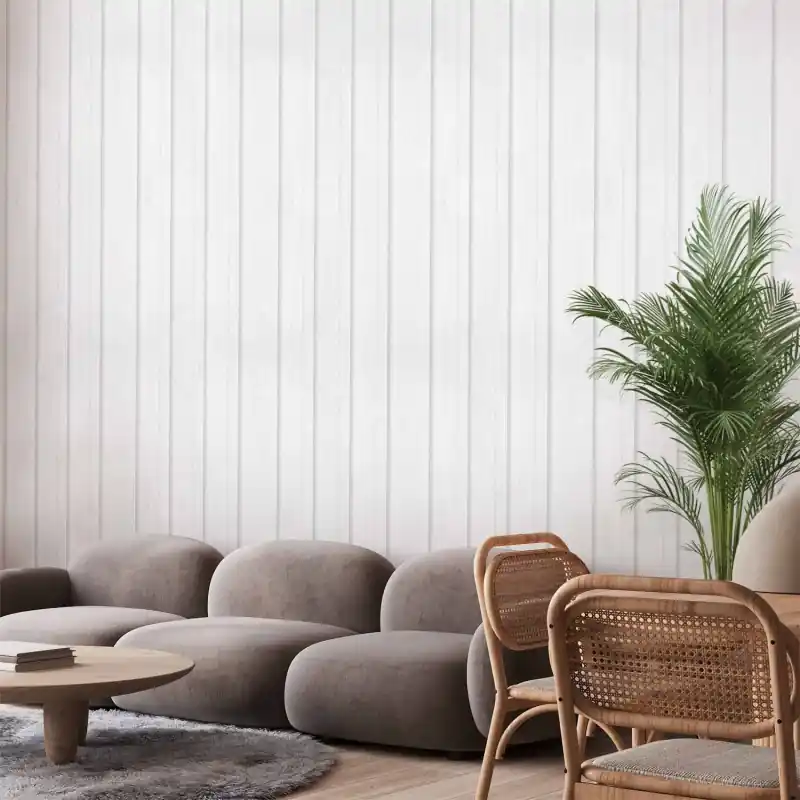 Vezi acum Tapet - Vertical Lines - White background with a delicate wood pattern vertically.