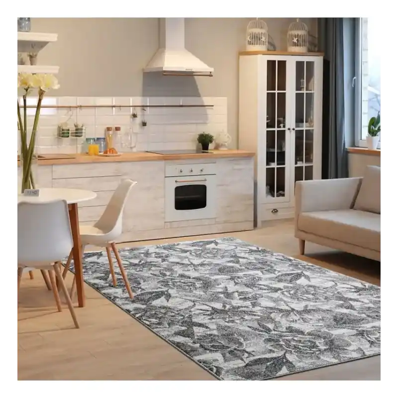 Covor Beenom cu model floral gri-bej 1016-155 Calitate înaltă