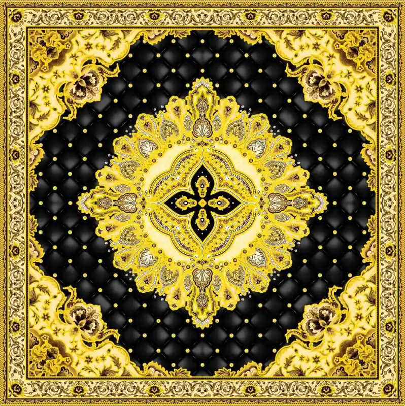 Gresie decorativa / covor ceramic Baroque Amara Nero 121103-4B, 120X120 (4 placi 60X60), lucioasa Chilipir