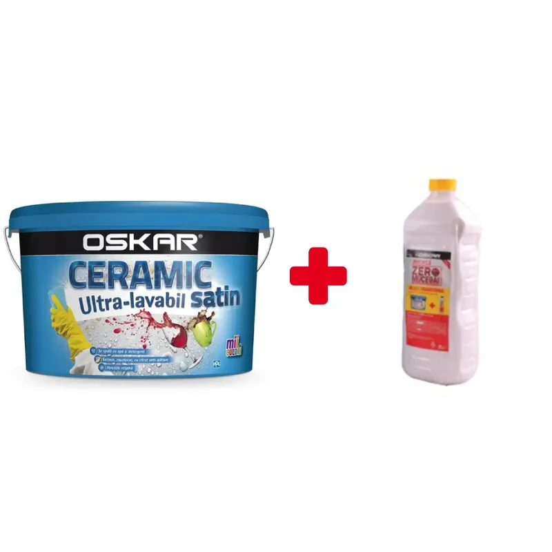 Vopsea ultralavabila pentru interior/exterior Oskar Ceramic satin 8.5 L + amorsa 2 L Retur ușor