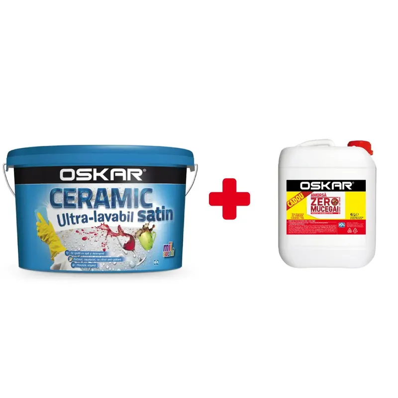 Noutate Vopsea ultralavabila pentru interior/exterior Oskar Ceramic satin 15 L + amorsa 4 L