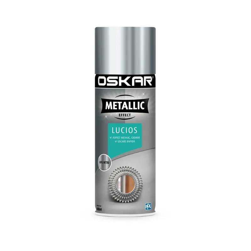 Spray vopsea Oskar Metallic Effect Lucios, argintiu, 400 ml Expediere rapidă