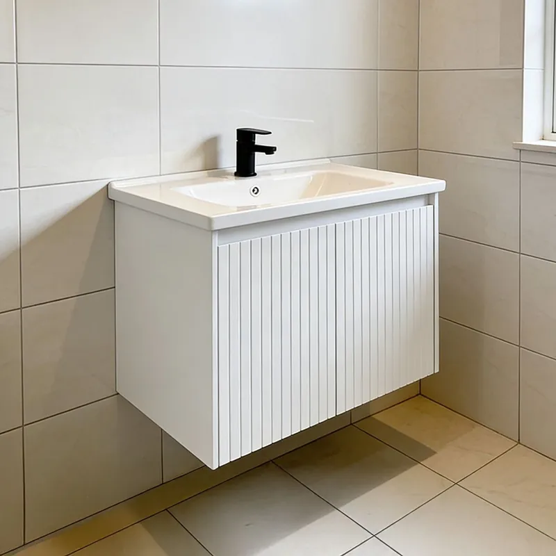 Masca baie cu lavoar inclus Celesta Orion Line White, plywood, 2 usi cu inchidere lenta, suspendat, 60 cm Expediere rapidă
