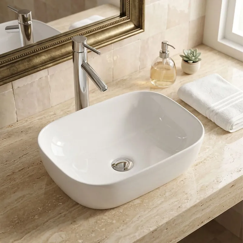 Livrare rapidă Lavoar baie pe blat Celesta Phoebe, 50.5 x 40.5 x 14 cm, ceramica, alb lucios