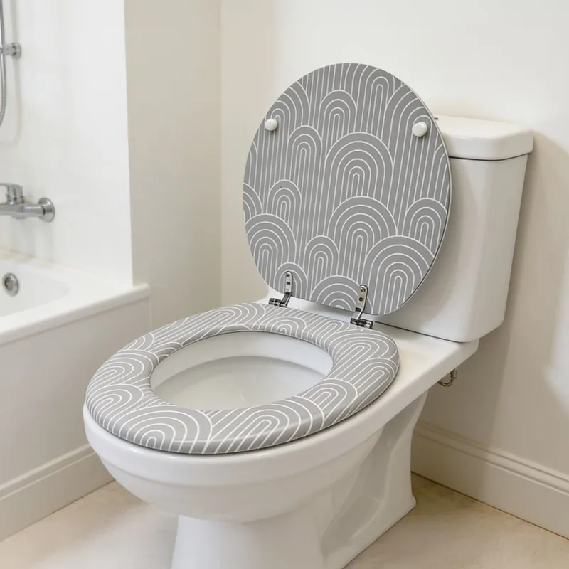 Capac WC din MDF Art Deco, decor 3 fete, inchidere standard, 38 x 44 cm Mai ieftin