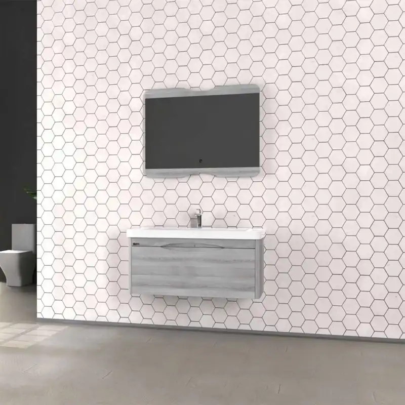Set mobilier baie Pierre Cardin Pacific, 3 piese, MDF, sertar cu inchidere lenta, suspendat, tei, 105 cm Cumpărături sigure