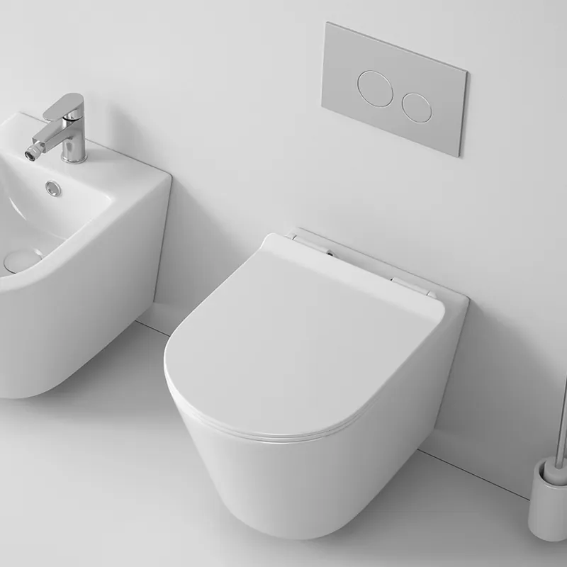 Vas WC suspendat rimless Celesta Lyra, 52.5 x 36 cm, ceramica, capac cu inchidere lenta duroplast inclus, alb lucios Retur gratuit