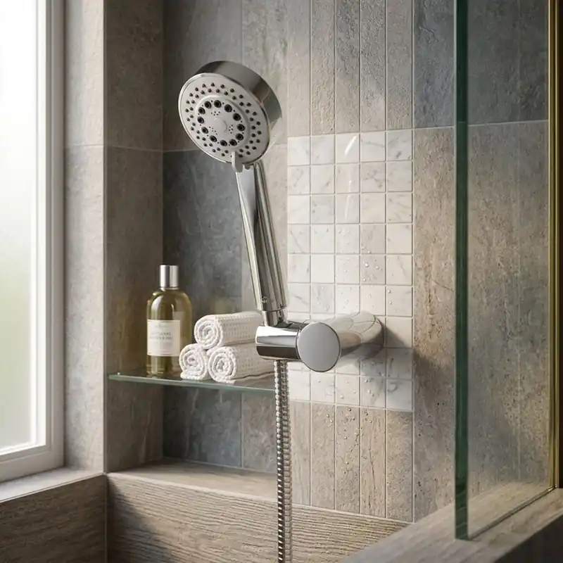 Ofertă exclusivă Set dus Cersanit Lano S951-022, suport reglabil, furtun si para dus 5 functii incluse, kit de montare, finisaj cromat