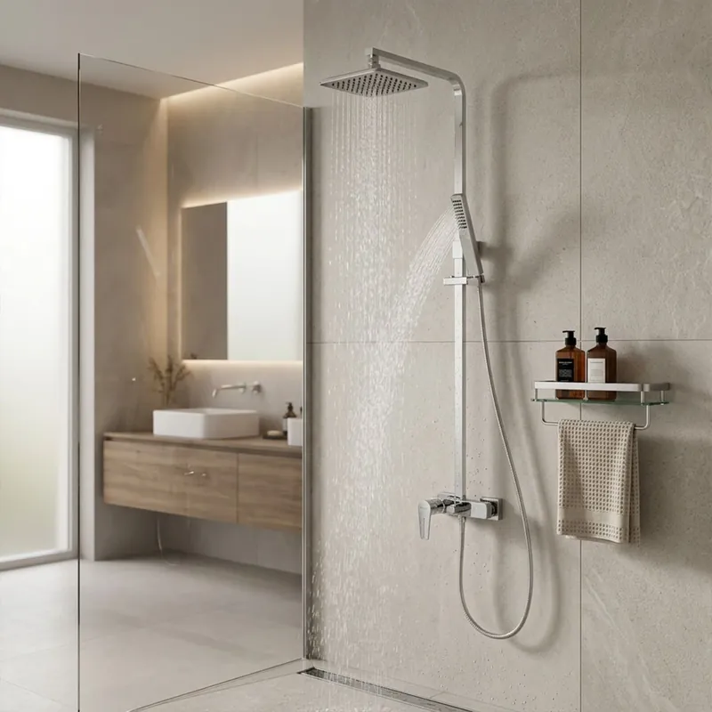 Disponibil imediat Coloana de dus patrata Cersanit Mille S951-339, baterie monocomanda, furtun si para dus incluse, finisaj cromat