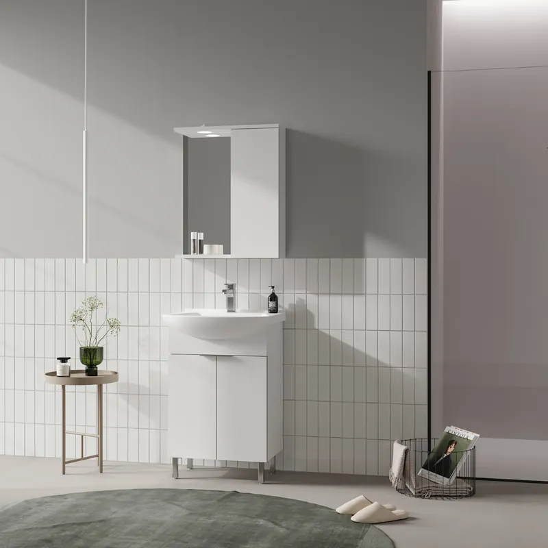Set mobilier baie Orka Purus, 3 piese, alb, 55 cm Cel mai vândut