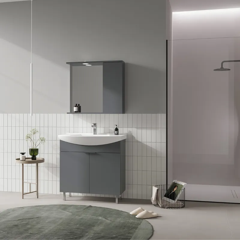 Cumpără online Set mobilier baie Orka Purus, 3 piese, antracit, 80 cm
