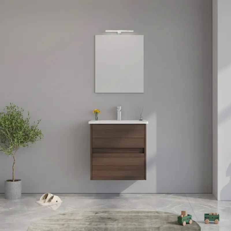 Expediere rapidă Set mobilier baie Orka Lova suspendat, 3 piese, cu sertare, navaro, 60 cm