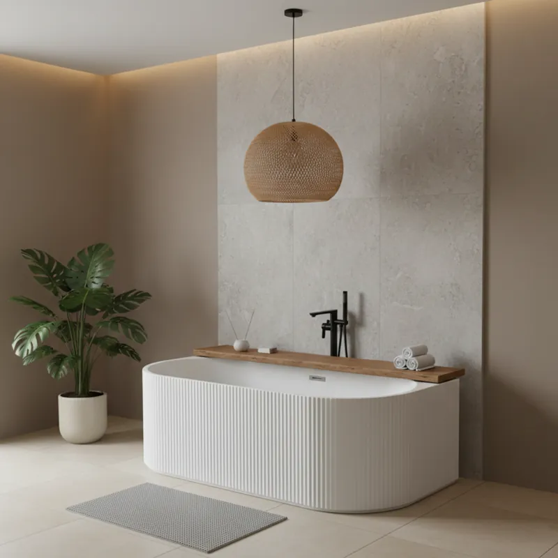 Cada baie freestanding Bella WB-6019-L, model 3D tip riflaj, 170 x 75 x 59 cm, alb Nu rata