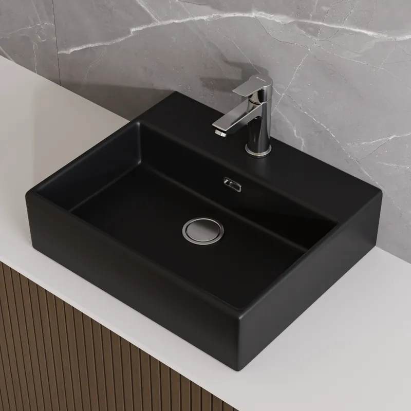 Reduceri Lavoar pe blat Celesta Urban 50, 50x42x14 cm, orificiu baterie, ceramica, negru mat