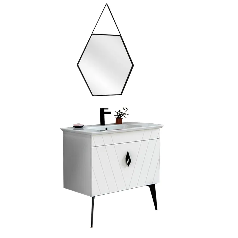Set mobilier baie Riva, 3 piese, alb, 90 cm Plată securizată