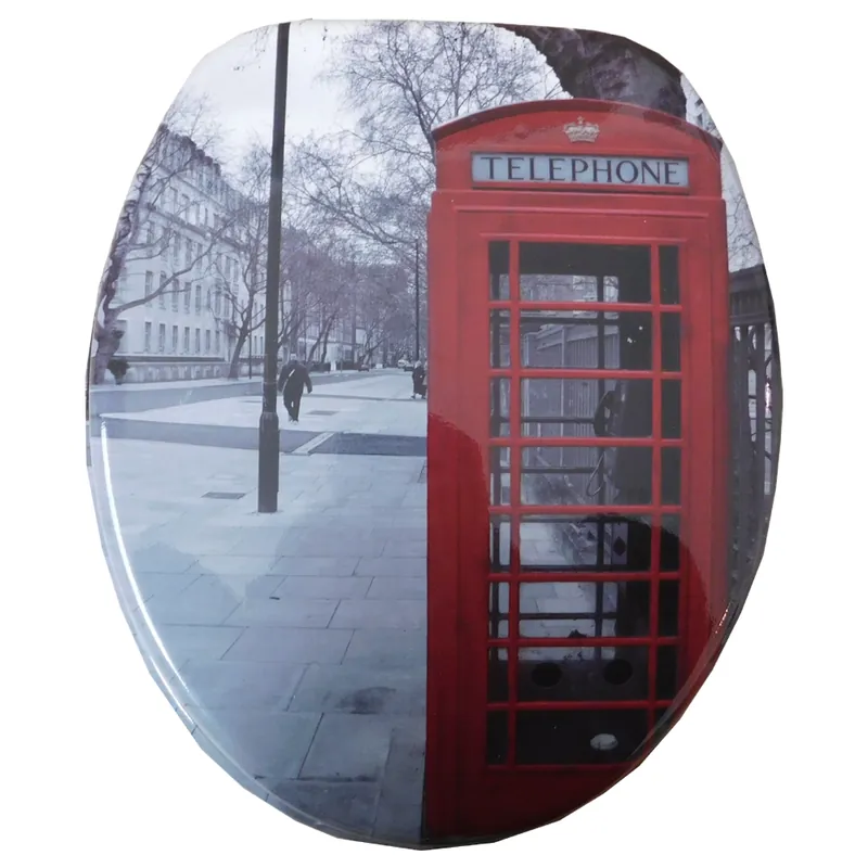 Capac WC MDF Telephone, model 3D, decor 3 fete, inchidere standard, 44 x 38 cm Reducere specială