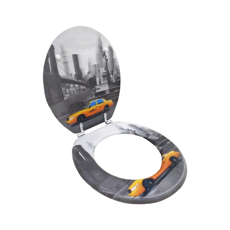Mai ieftin Capac WC MDF Taxi, model 3D, decor 3 fete, inchidere standard, 44 x 38 cm