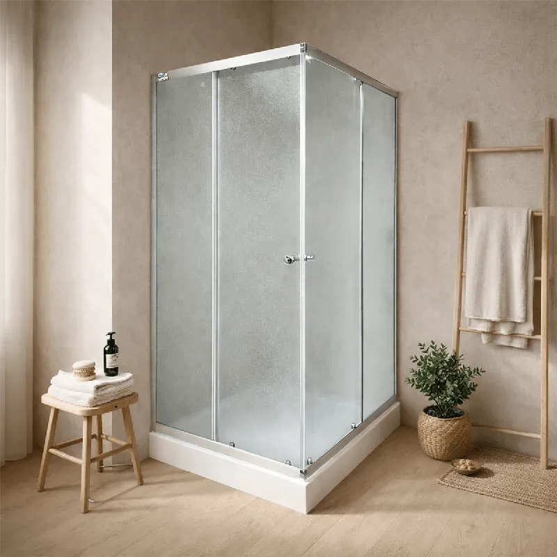 Cabina de dus simpla dreptunghiulara Omega, sticla mata 5 mm, 80x120x195 cm, cadita joasa si sifon incluse, montaj stanga Plată sigură