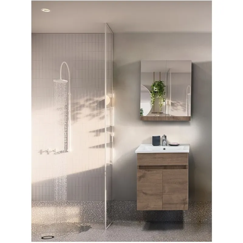 Set mobilier baie Mona, suspendat, 3 piese, walnut, 55 cm Lichidare de stoc