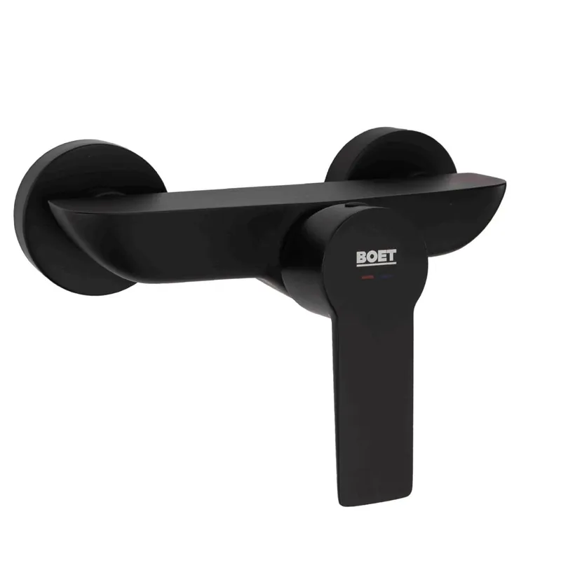 Baterie dus Boet Ares, monocomanda, furtun si para de dus incluse, negru mat Chilipir