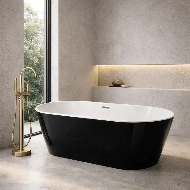 Cada baie freestanding Bella* BSM-203, acril, 170 x 80 x 58 cm, negru lucios Super ofertă