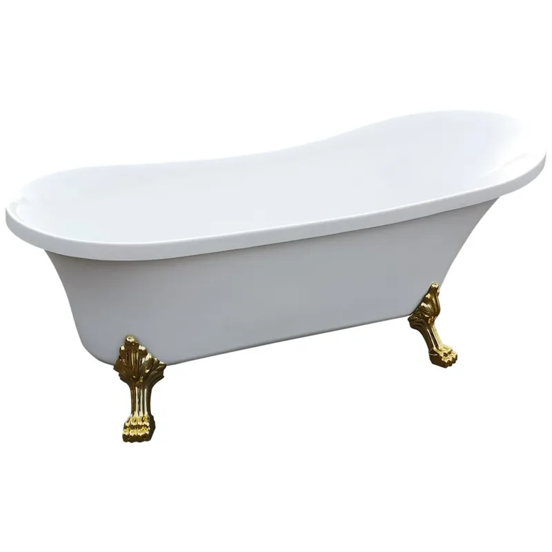 Cel mai vândut Cada baie freestanding Bella* BSM-404, acril, 160 x 75 x 75 cm, alb, picioare aurii