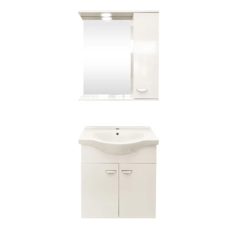 Promoție Set mobilier baie Ukra, suspendat, 3 piese, alb, 65 cm