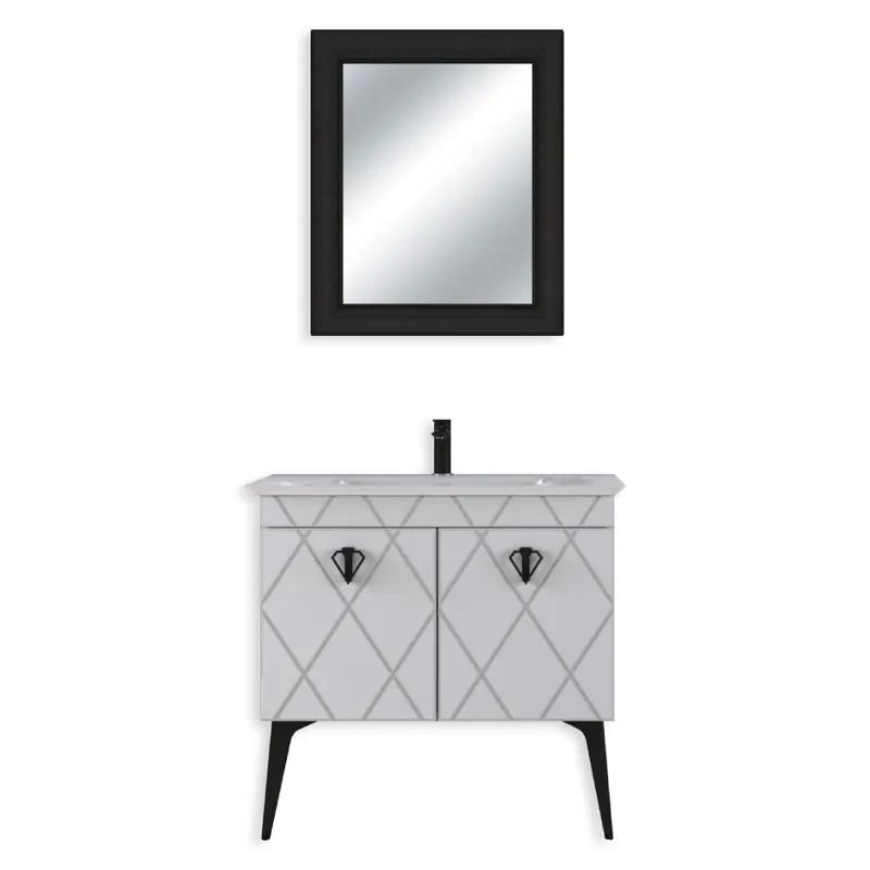 Set mobilier baie Cosmos, 3 piese, alb, 90 cm Preț redus