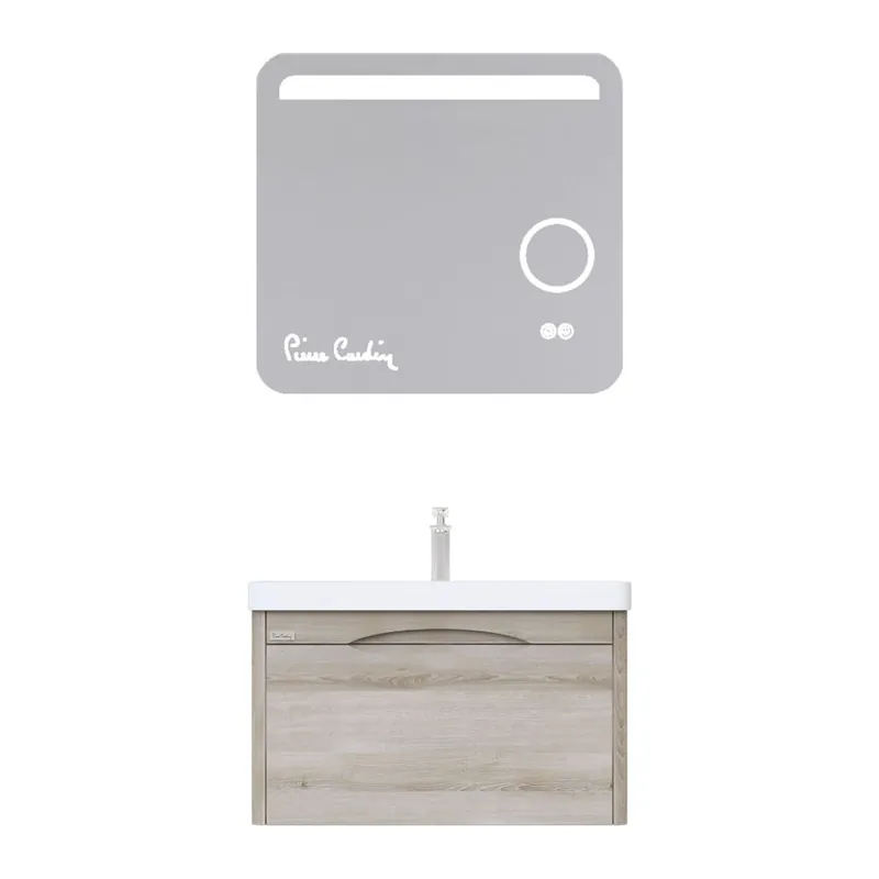 Set mobilier baie Pierre Cardin Pacific LED, suspendat, 3 piese, sonoma crem, 80 cm Ofertă specială