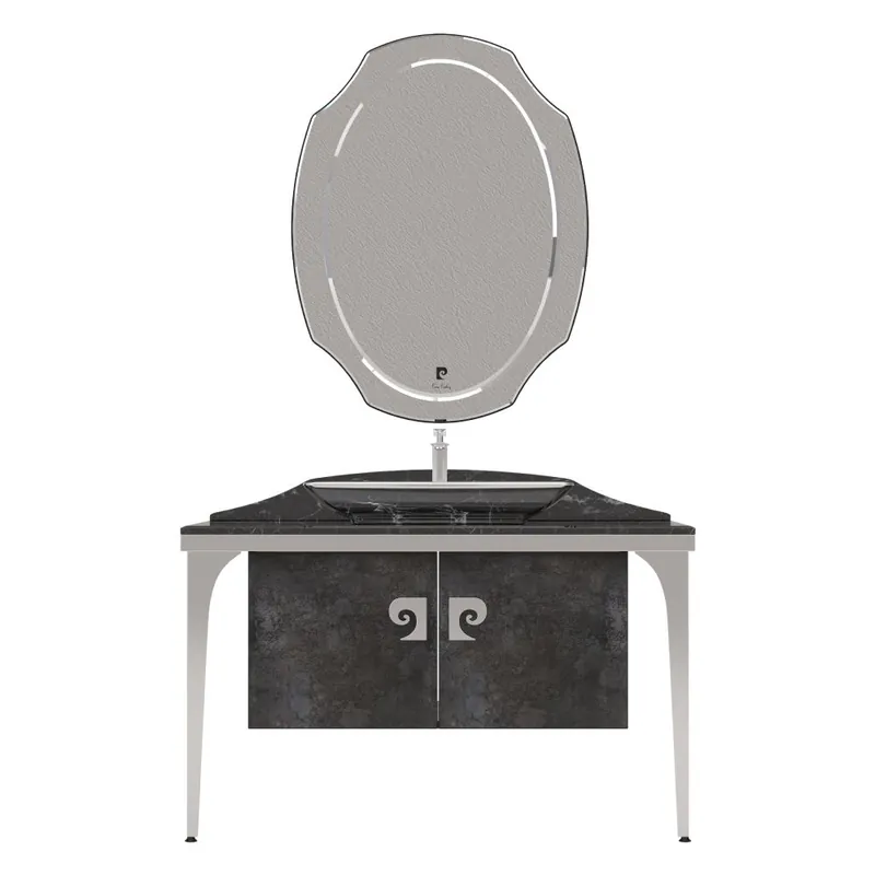Set mobilier baie Pierre Cardin Venus, 3 piese, negru-argintiu, 120 cm Lichidare de stoc