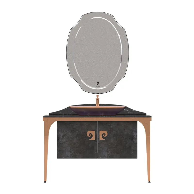 Preț mic Set mobilier baie Pierre Cardin Venus, 3 piese, negru-aramiu, 120 cm