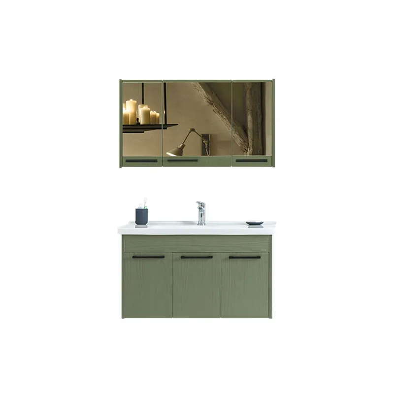 Lichidare de stoc Set mobilier baie Sofia, suspendat, 3 piese, verde, 100 cm