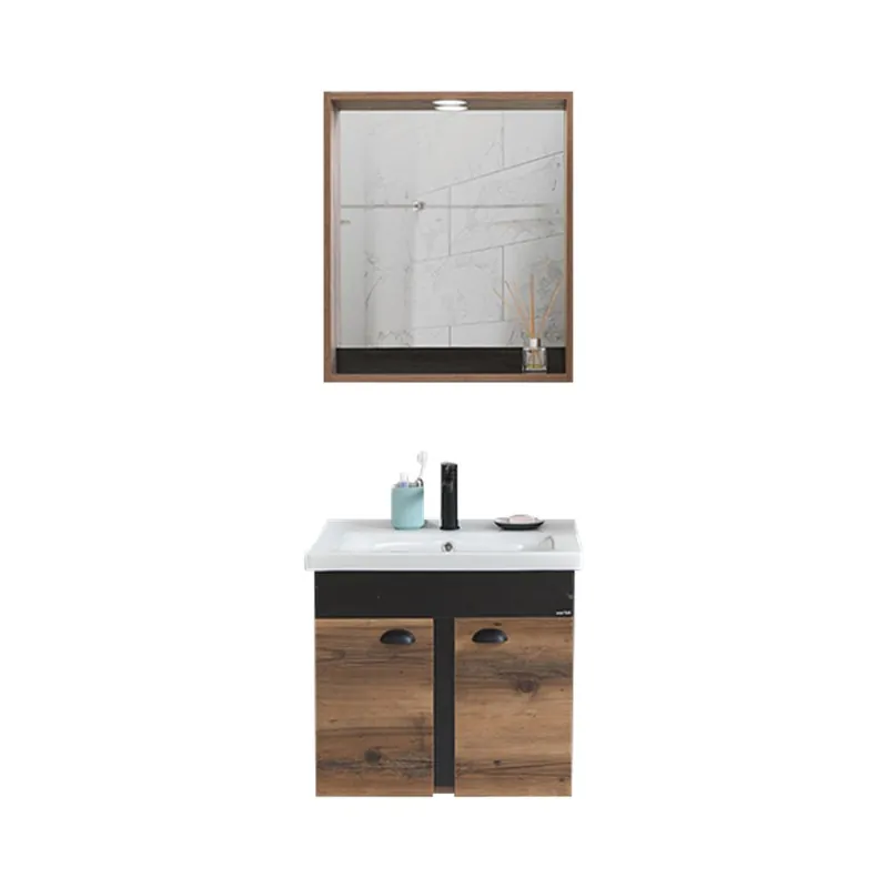 Set mobilier baie Basic, suspendat, 3 piese, maro, 65 cm Bestseller