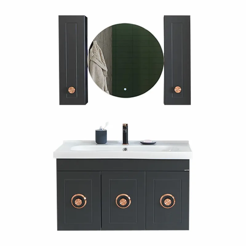 Set mobilier baie Dora, suspendat, 5 piese, gri antracit, 100 cm Retur ușor