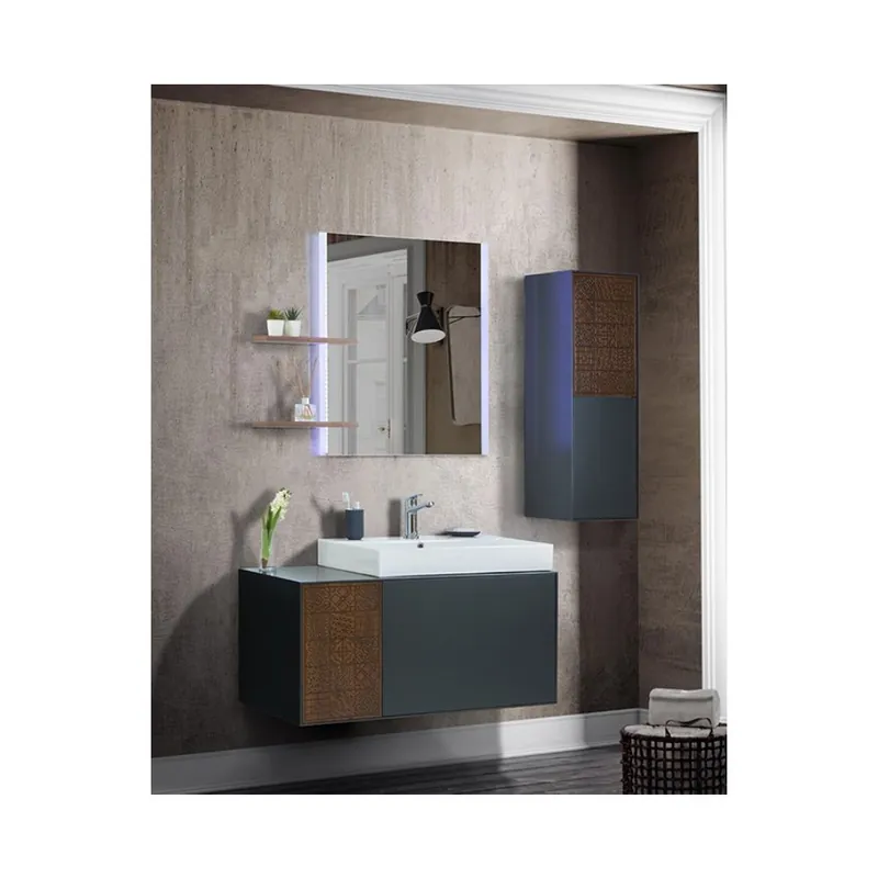 Disponibil imediat Set mobilier baie Monza, suspendat, 3 piese, anthracite, 100 cm