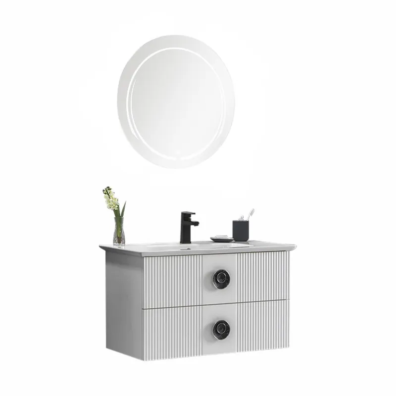 Set mobilier baie Vanity, suspendat, 3 piese, alb, 90 cm Ultima șansă