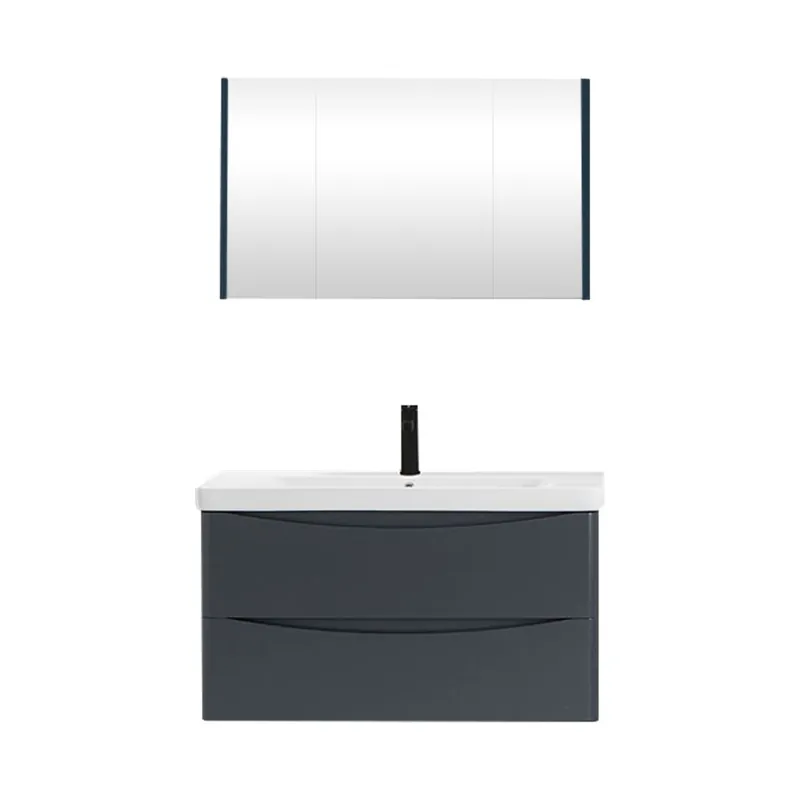 Retur ușor Set mobilier baie Zen, suspendat, 3 piese, anthracite, 100 cm