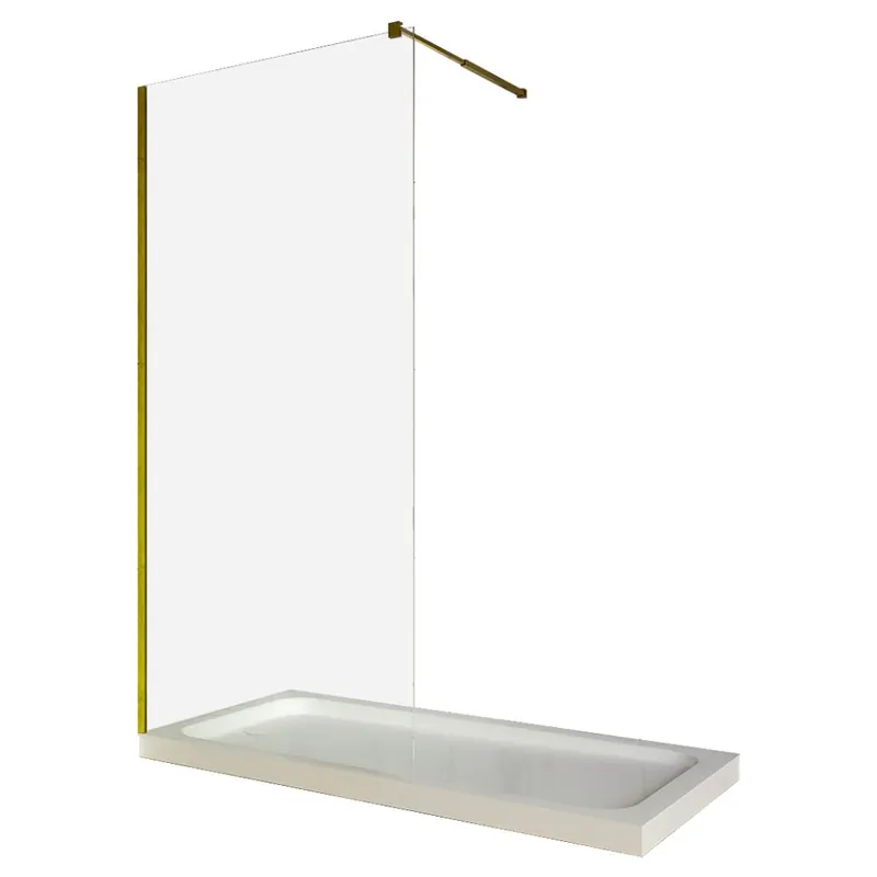 Calitate înaltă Paravan dus walk in / Perete dus, sticla transparenta 8 mm, profil auriu, tija extensibila, 100 x 200 cm