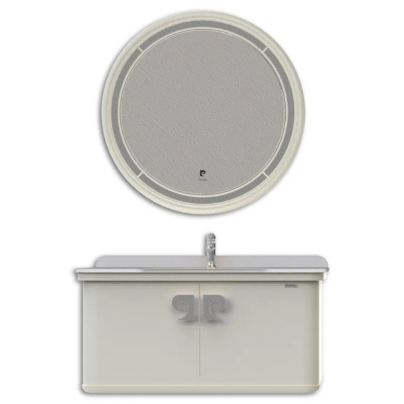 Set mobilier baie Pierre Cardin Eva, suspendat, 3 piese, alb-argintiu mat, 101 cm Cel mai bun preț