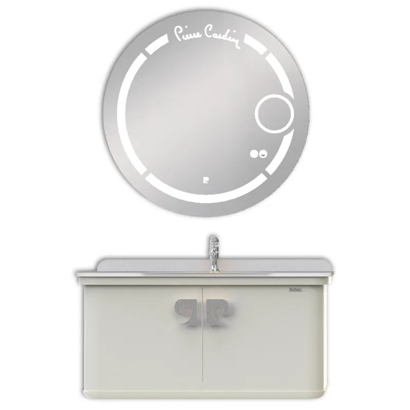 Set mobilier baie Pierre Cardin Eva Led, suspendat, 3 piese, alb-argintiu, 101 cm Retur gratuit
