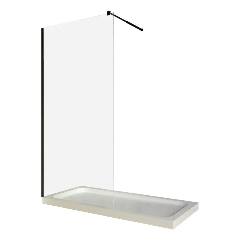 Paravan dus walk in / Perete dus, sticla nano 6 mm, profil negru mat, tija extensibila, 90 x 200 cm Ofertă exclusivă
