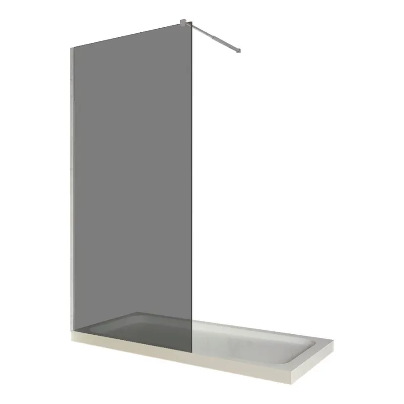 Paravan dus walk in / Perete dus, sticla fumurie 8 mm, profil crom, tija extensibila, 100 x 200 cm Chilipir