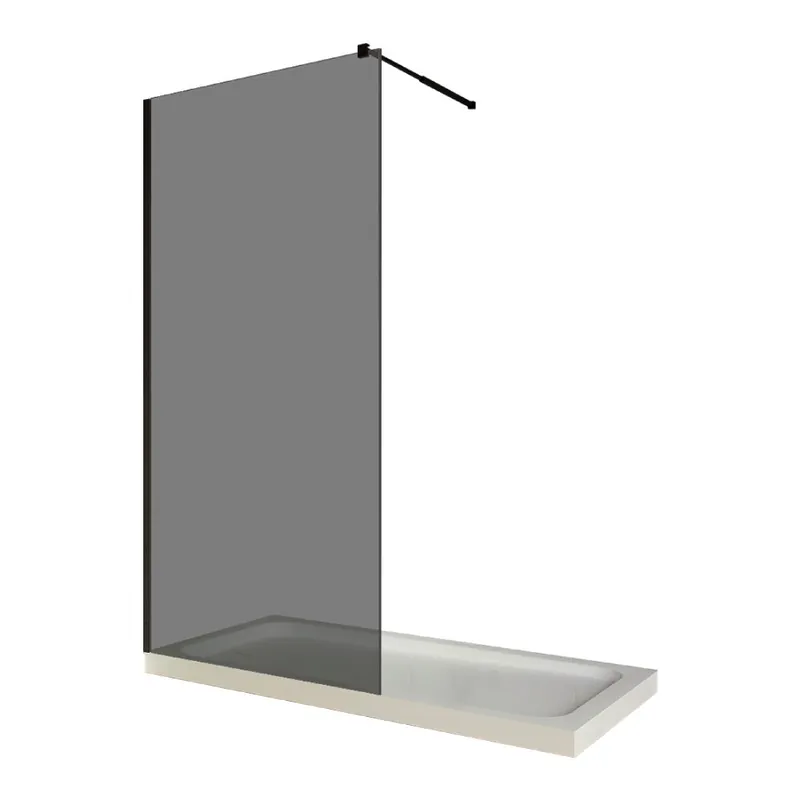 Paravan dus walk in / Perete dus, sticla fumurie 8 mm, profil negru mat, tija extensibila, 80 x 200 cm Comandă acum