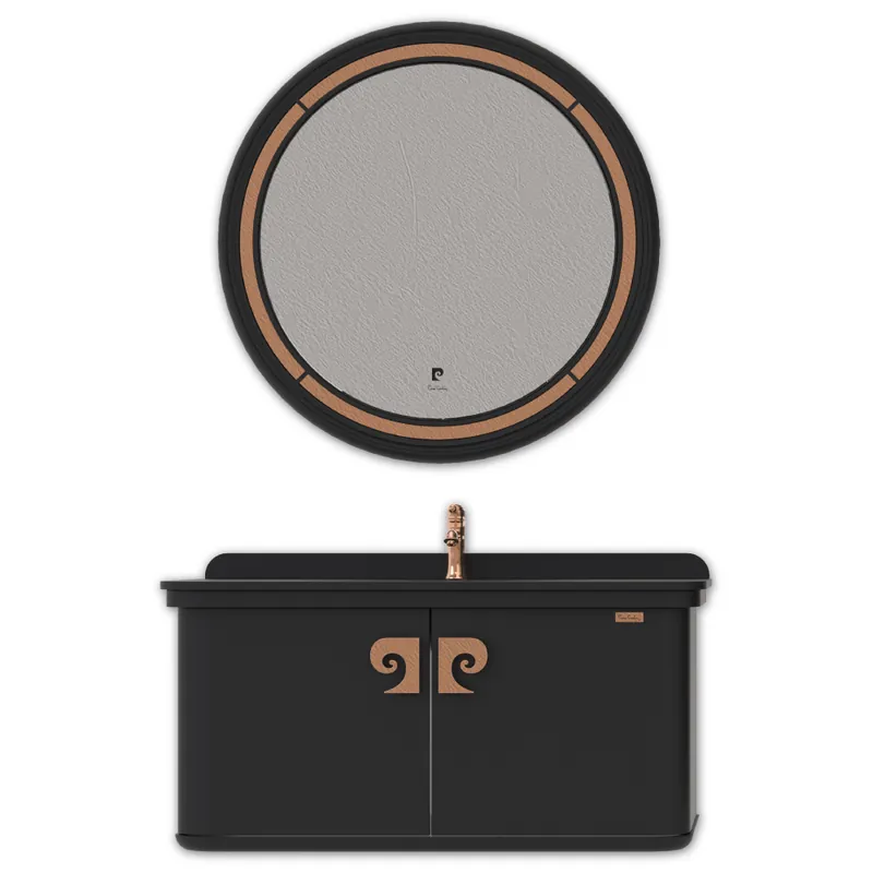 Ultima șansă Set mobilier baie Pierre Cardin Eva, suspendat, 3 piese, negru-aramiu mat, 101 cm